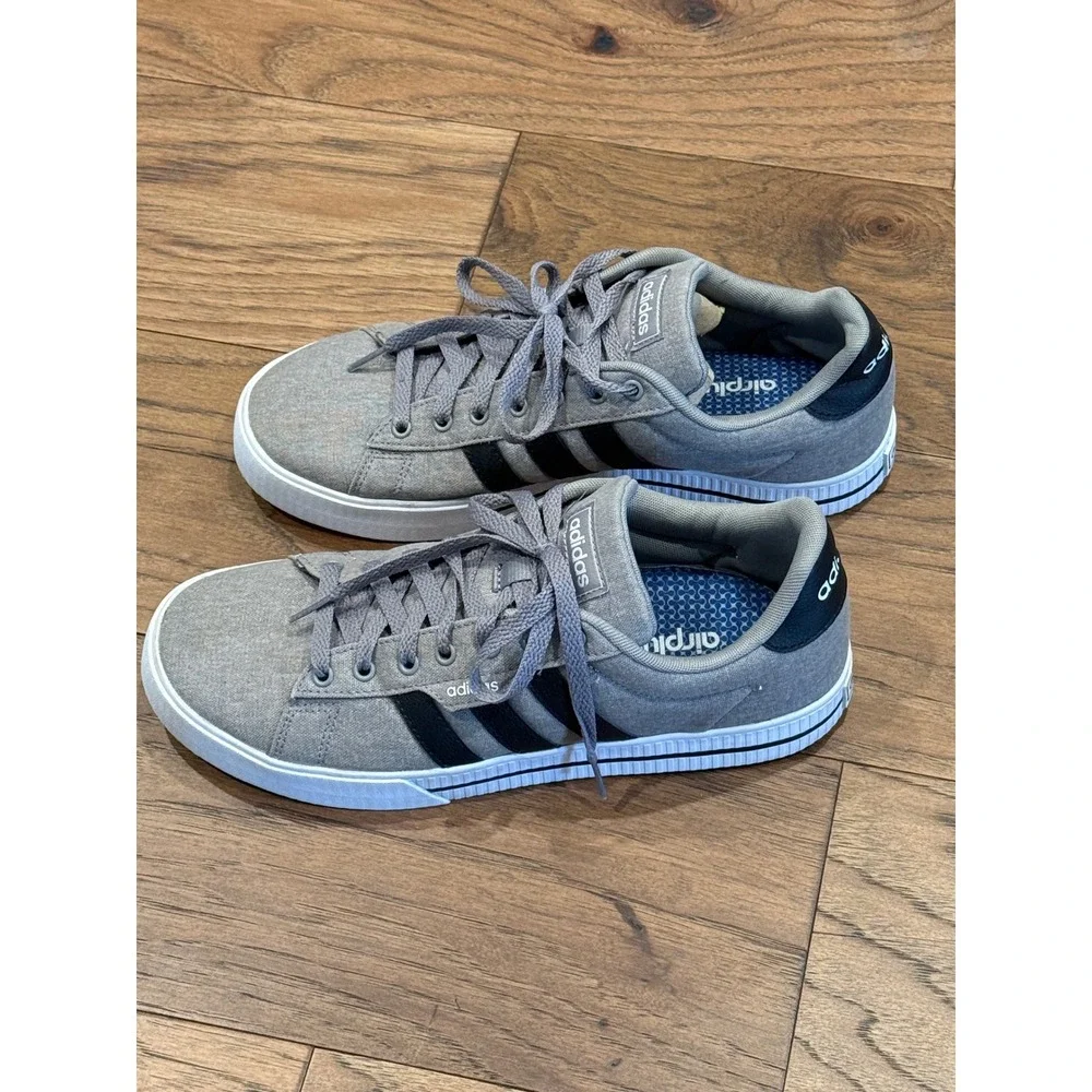 Adidas Daily 3.0‎ Mens Sneakers Grey Black Canvas Low Top Shoes Size 9.5